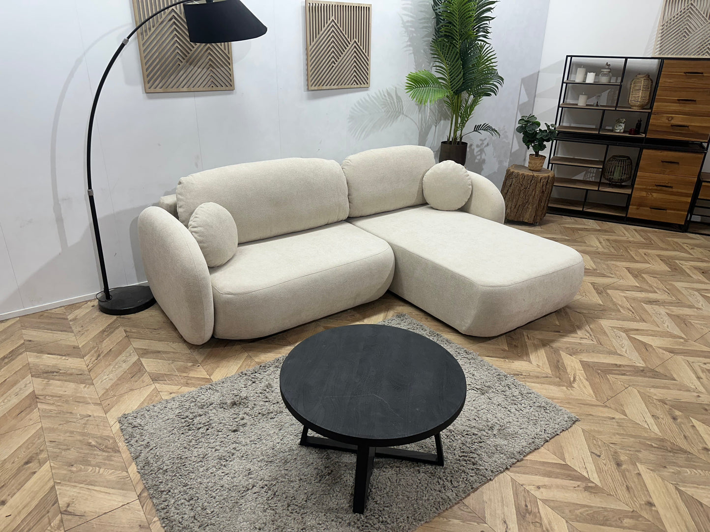 !Showroommodel! Witte/Crème Suède Stoffen Hoekzetel