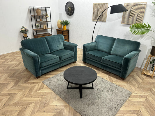 Blauwe Velvet Zetels Set ~ Vaste Kussens