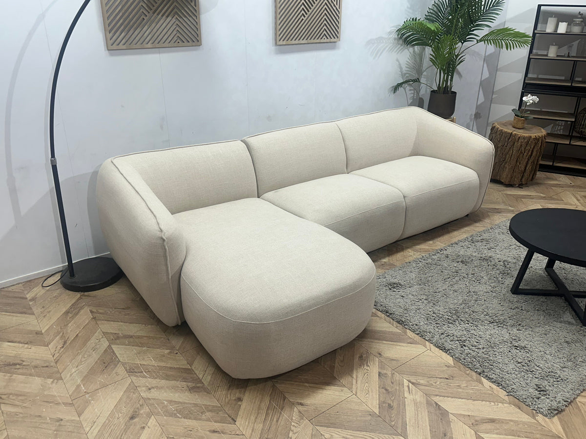 !Showroommodel! Crème Chenille Stoffen Hoekzetel
