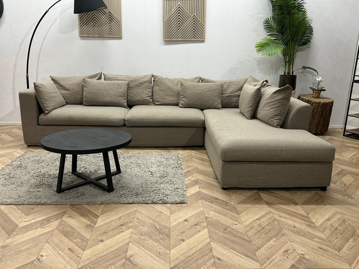 Taupe Hoekzetel ~ Losse Kussens Met Afneembare Hoezen