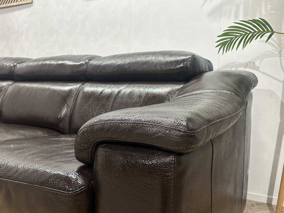 Bruine Echt Lederen 3-Zits Zetel Inc Fauteuil ~ Geïmpregneerd