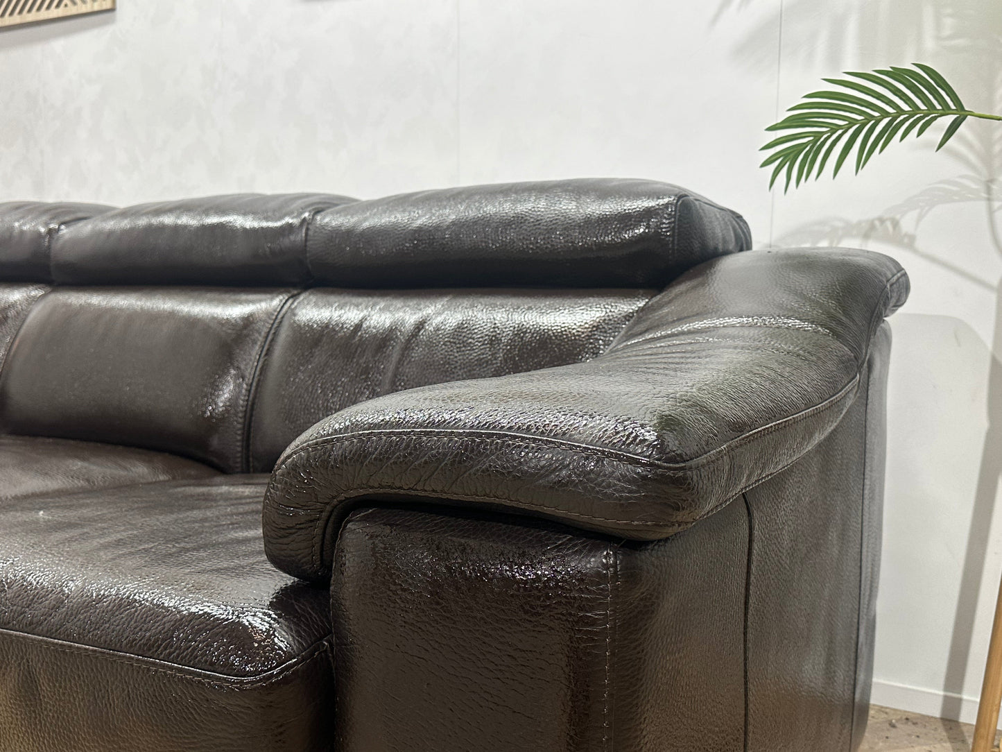 Bruine Echt Lederen 3-Zits Zetel Inc Fauteuil ~ Geïmpregneerd