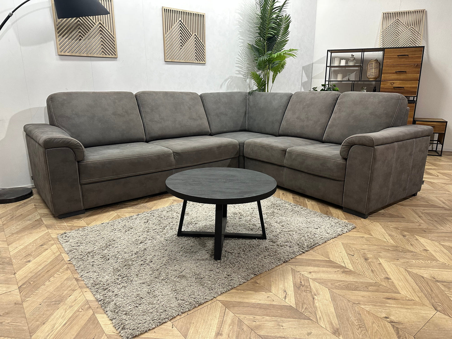 DSense Antraciet Suede Stoffen Hoekzetel ~ Vaste Kussens