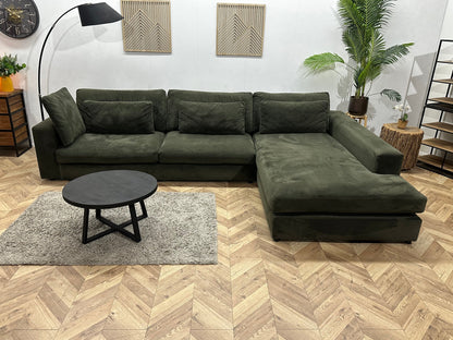 Donker Groene Velvet Ruime Hoekzetel ~ Losse Kussens Met Afneembare Hoezen