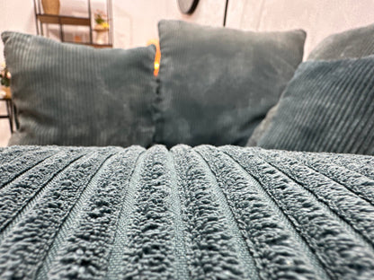 Blauwe Ribstof 2.5-Zits Zetel ~ Losse Kussens Met Afneembare Hoezen
