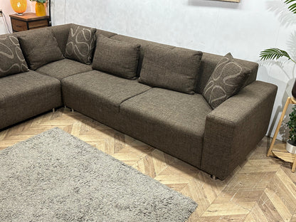 Bruine Hoekzetel ~ Losse Rugkussens  Met Afneembare Hoezen