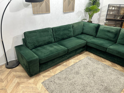 Groene Velvet Hoekzetel ~ Losse Kussens Met Afneembare Hoezen