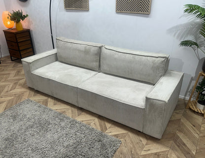 !Showroommodel! Witte Ribstof 4-Zits Zetel