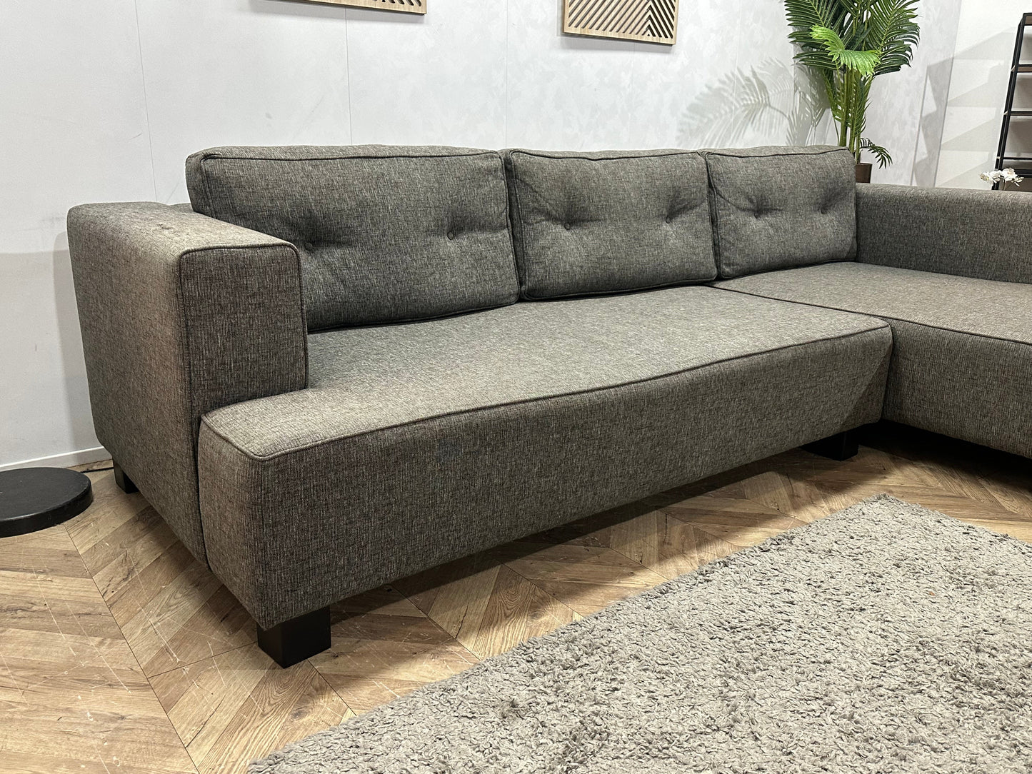 Antraciet Hoekzetel Inc Hocker ~ Losse Rugkussens Met Afneembare Hoezen
