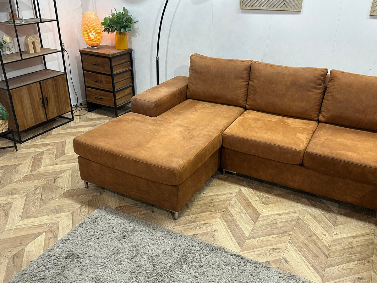 Cognac Bruine Suède Stoffen U Zetel ~ Losse Kussens Met Afneembare Hoezen