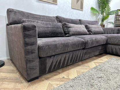 Antraciet Velvet Hoekzetel ~ Losse Kussens Met Afneembare Hoezen