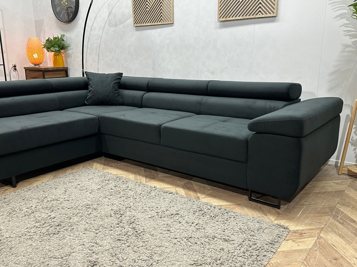 !Showroommodel! Zwarte Velvet Hoekzetel