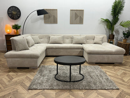 !Showroommodel! Crème Ribstof U Zetel ~ Slaapfunctie