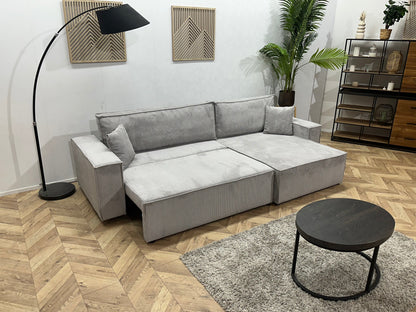 !Showroommodel! Licht Grijze Ribstof Hoekzetel