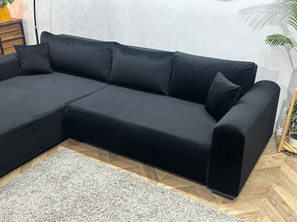 !Showroommodel! Zwarte Velvet Hoekzetel
