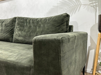 Groene Velvet 2.5-Zits Zetel Inc Hocker ~ Losse Rugkussens Met Afneembare Hoezen