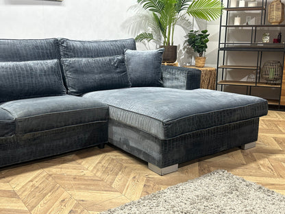 Blauwe Croco Stoffen U Zetel ~ Losse Kussens Met Afneembare Hoezen