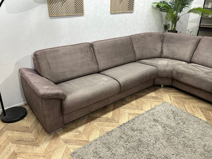 H&H Taupe Suède Stoffen Hoekzetel ~ Vaste Kussens