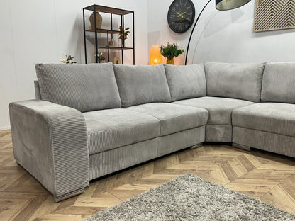 !Showroommodel! Licht Grijze Ribstof U Zetel