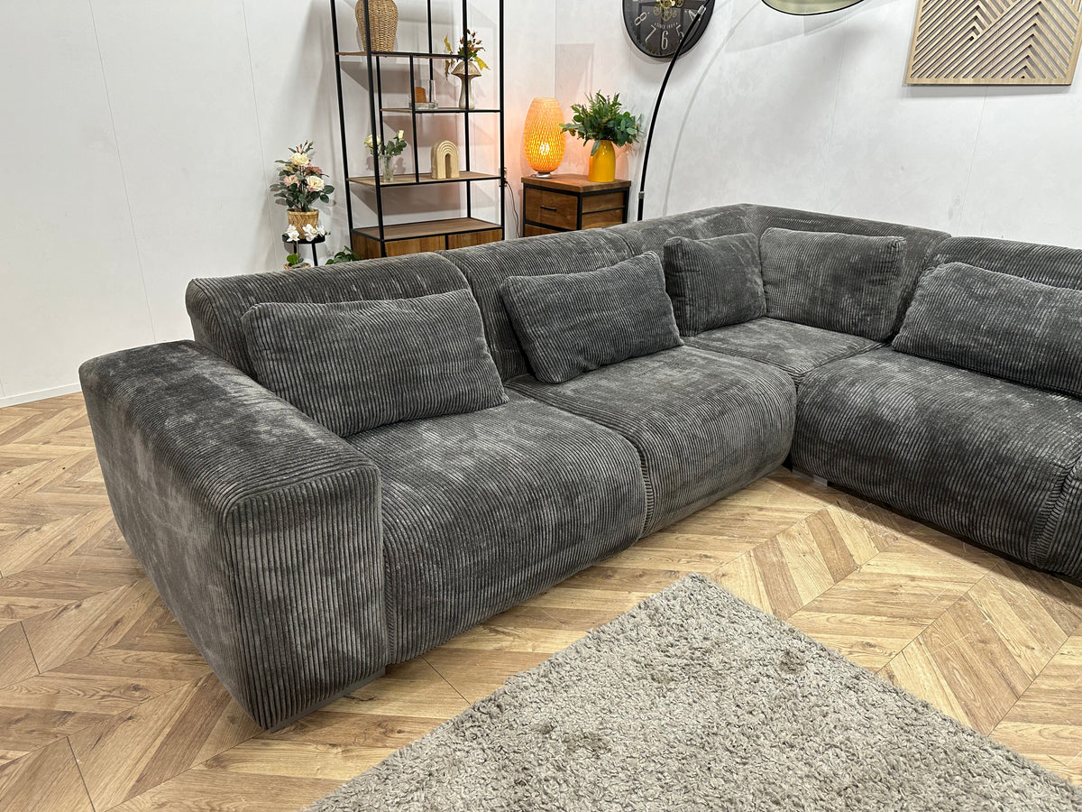 Antraciet Ribstof U Zetel ~ Losse Rugkussens