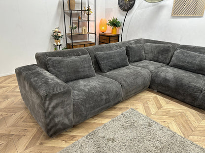 Antraciet Ribstof U Zetel ~ Losse Rugkussens