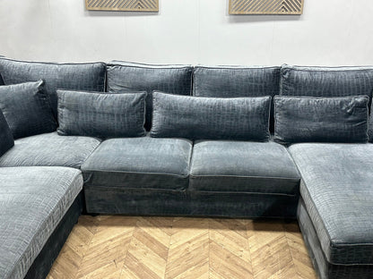 Blauwe Croco Stoffen U Zetel ~ Losse Kussens Met Afneembare Hoezen