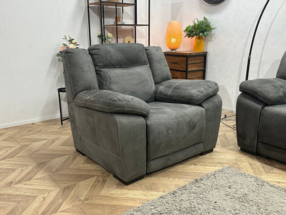 Antraciet Suède Stoffen Bankenset Inc Fauteuil ~ Relax/USB Functie