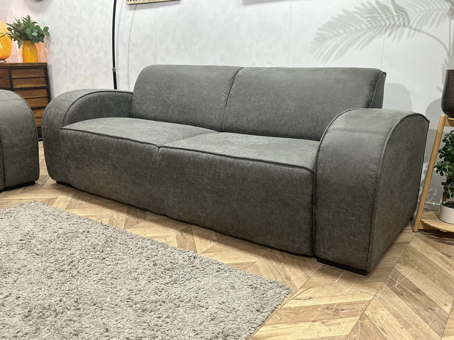 Grijze Suède Stoffen Zetels Set ~ Nieuwstaat