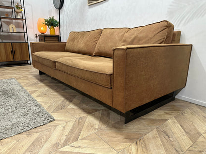 Cognac Bruine Suède Stoffen 2.5-Zits Inc Hocker ~ Losse Kussens Met Afneembare Hoezen