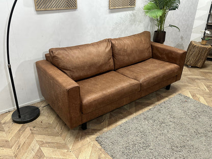 Cognac Bruine Suède Stoffen 2.5-Zits Zetel ~ Losse Rugkussens Met Afneembare Hoezen