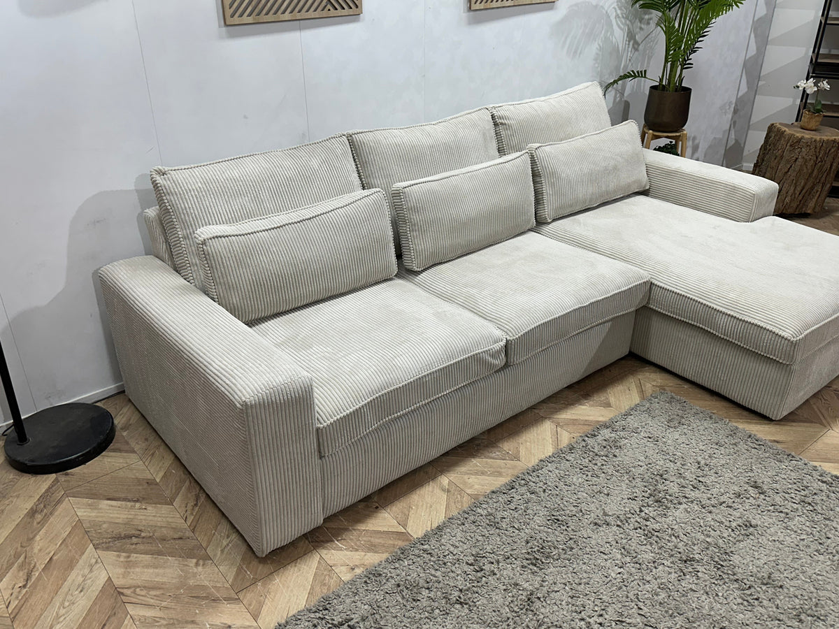 !Showroommodel! Witte Ribstof Hoekzetel