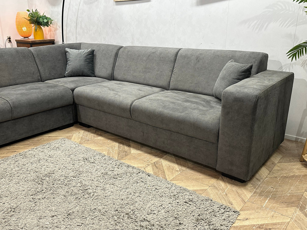 !Showroommodel! Grijze Velvet Hoekzetel