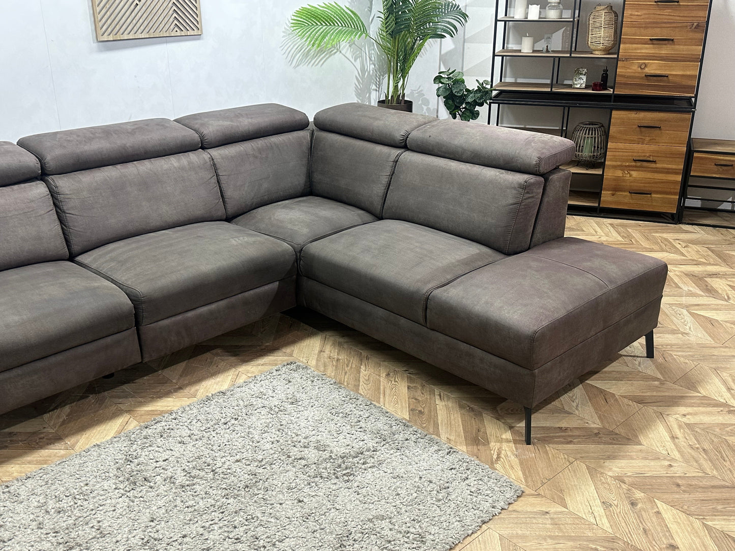 H&H Bruine Suède Stoffen Hoekzetel ~ Relaxfunctie