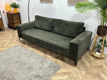 Groene Velvet 2.5-Zits Zetel Inc Hocker ~ Losse Rugkussens Met Afneembare Hoezen