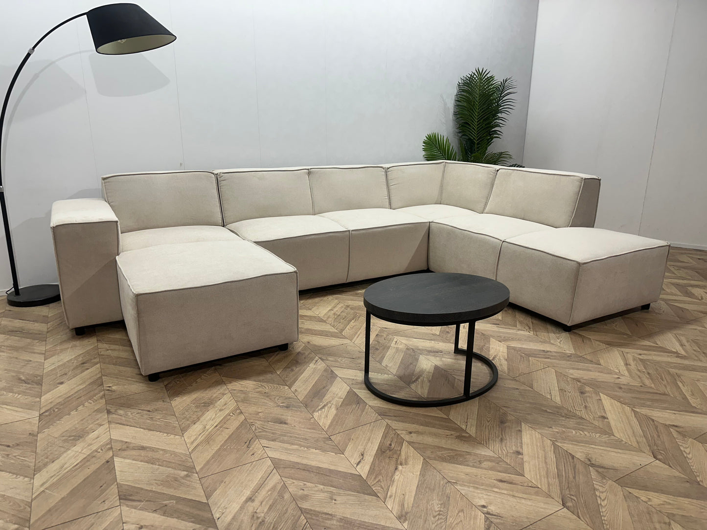 !Showroommodel! Crème Suede Stoffen U Zetel
