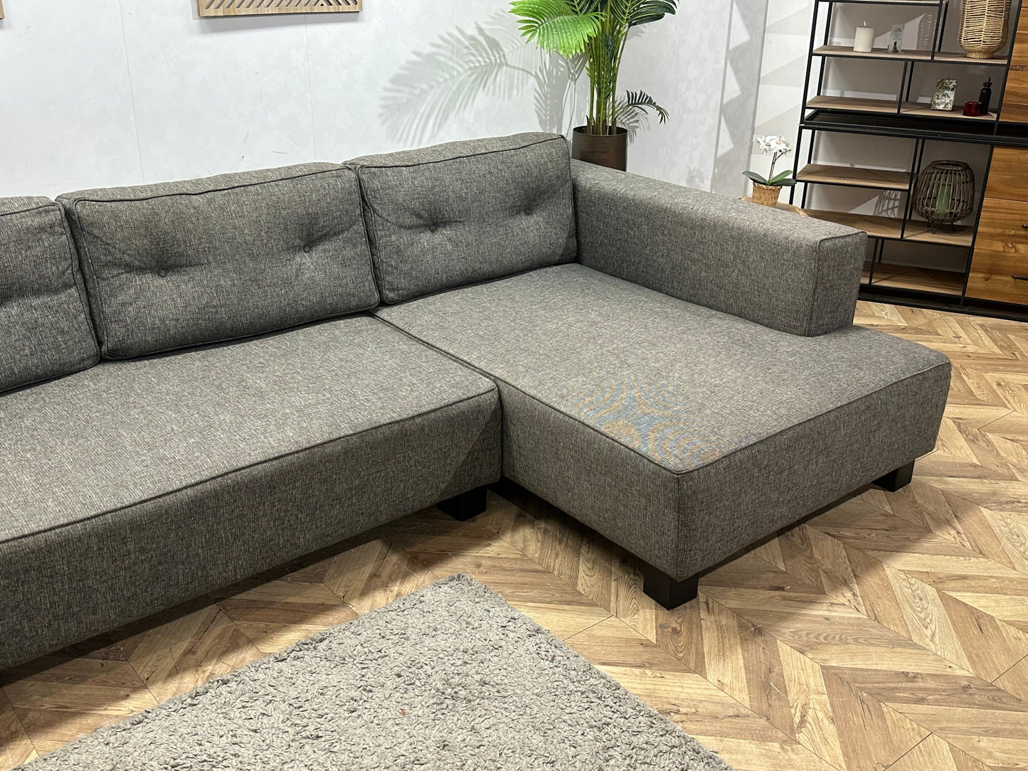 Antraciet Hoekzetel Inc Hocker ~ Losse Rugkussens Met Afneembare Hoezen