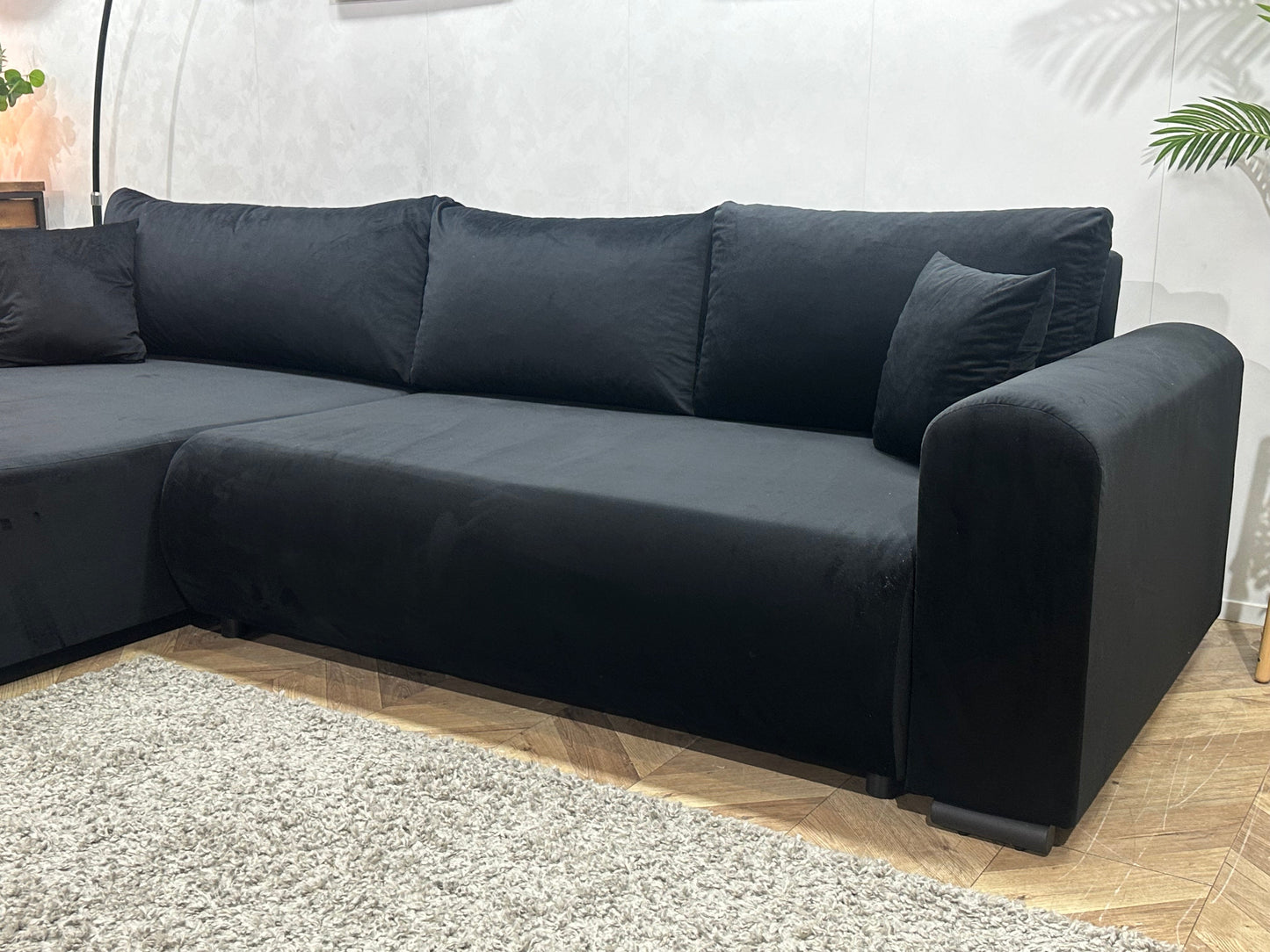 !Showroommodel! Zwarte Velvet Hoekzetel