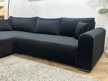 !Showroommodel! Zwarte Velvet Hoekzetel