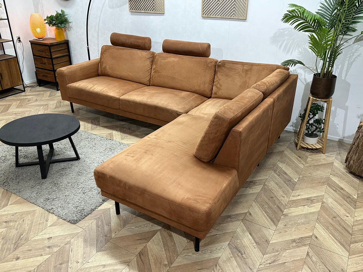 Cognac Bruine Suède Stoffen Hoekzetel ~ Inruilvoordeel
