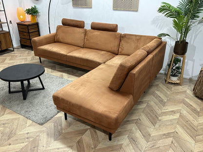 Cognac Bruine Suède Stoffen Hoekzetel ~ Inruilvoordeel