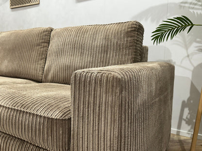Beige Ribstof Hoekzetel ~ Losse Kussens Met Afneembare Hoezen
