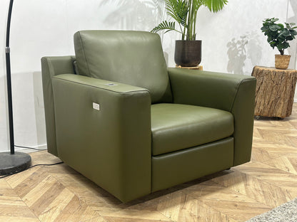 !Nieuw! Montèl Groene Echt Lederen Fauteuil ~ Elektrisch Verstelbare Zithoogte (4 Stuks Beschikbaar)