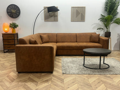 !Showroommodel! Cognac Bruine Suède Stoffen Hoekzetel