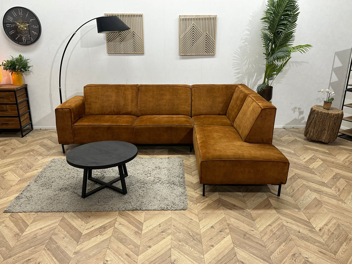 Cognac Bruine Velvet Hoekzetel ~ Vaste Kussens
