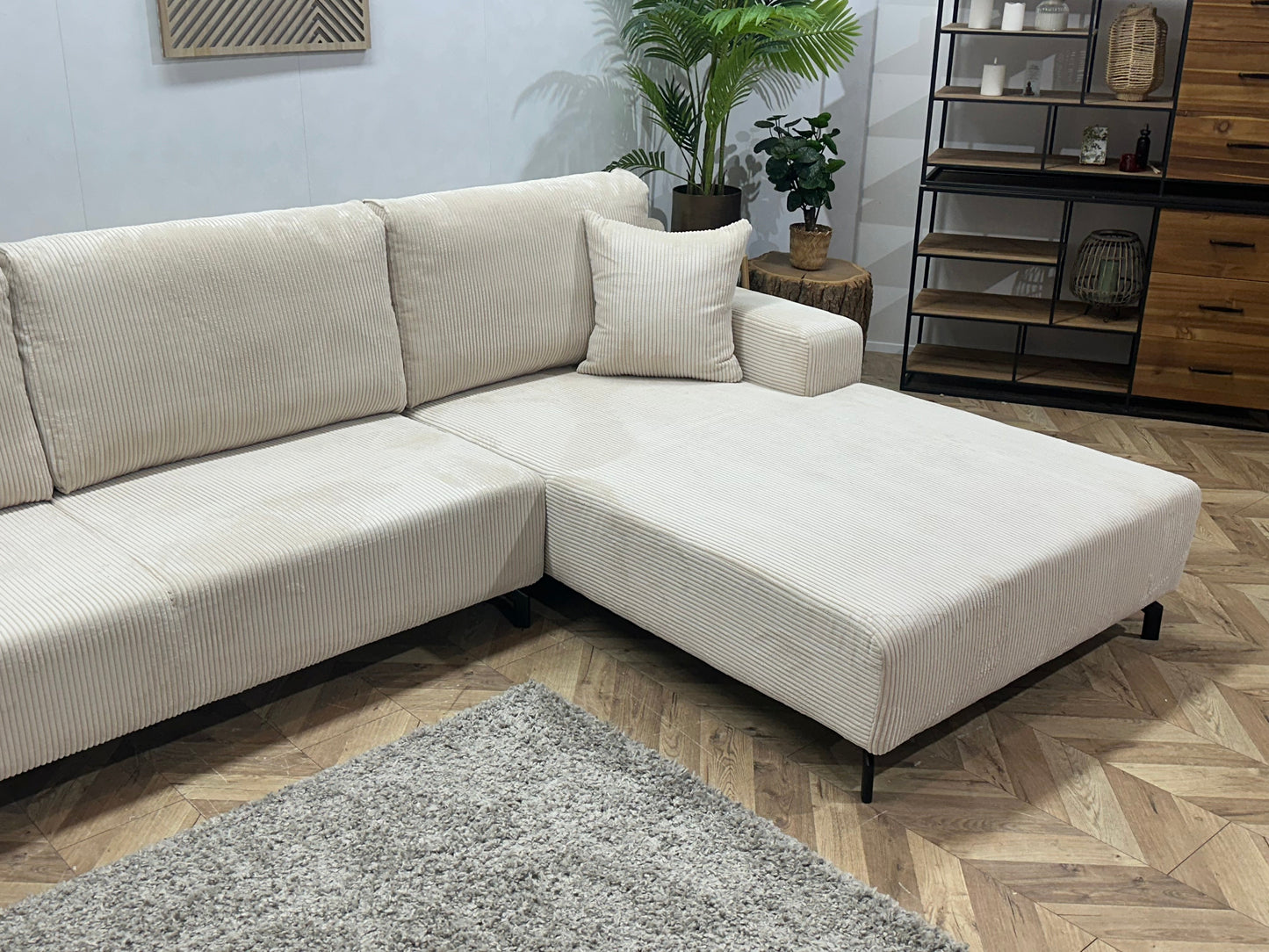 !Showroommodel! Witte/Crème Ribstof Hoekzetel