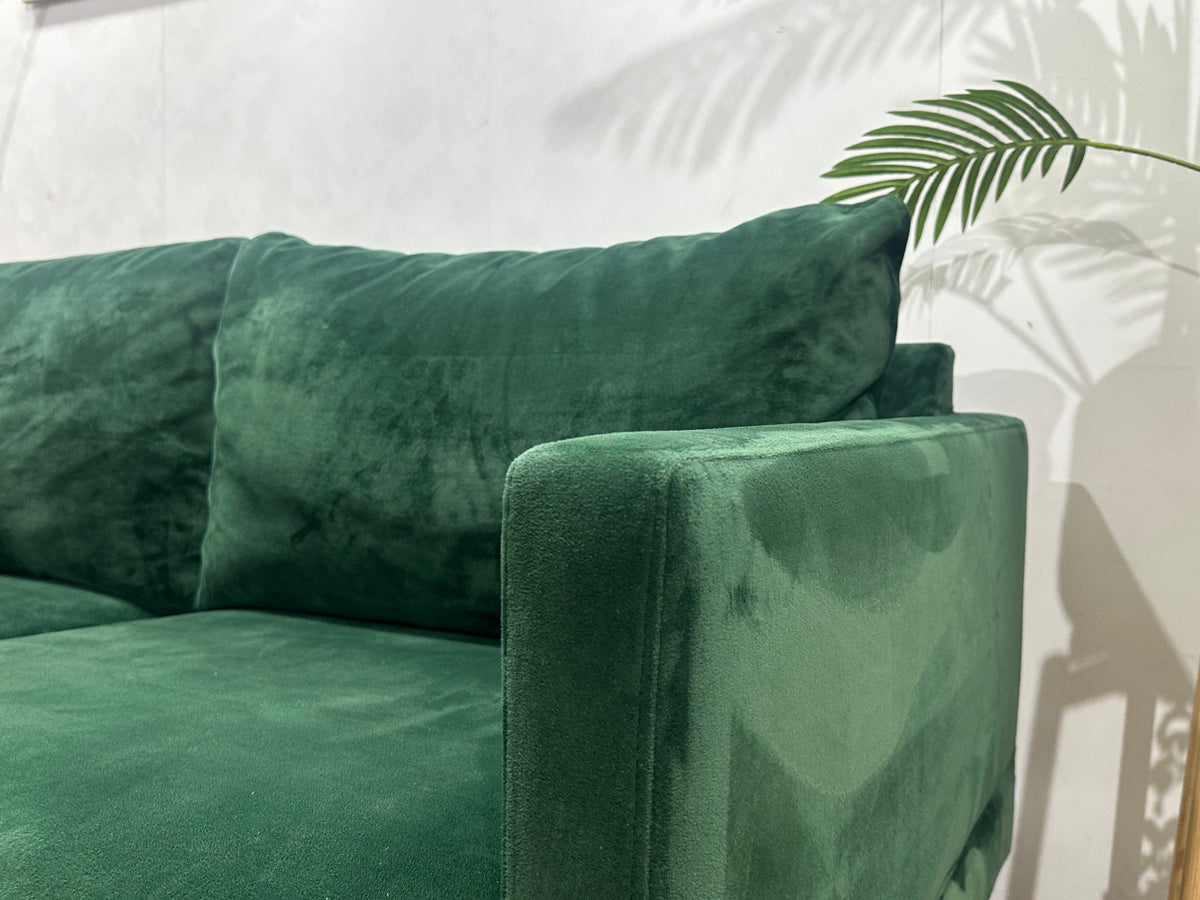 Groene Velvet 2.5-Zits Zetel ~ Losse Kussens Met Afneembare Hoezen