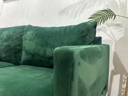 Groene Velvet 2.5-Zits Zetel ~ Losse Kussens Met Afneembare Hoezen