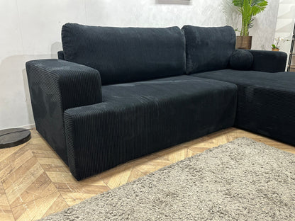 !Showroommodel! Zwarte Ribstof Hoekzetel