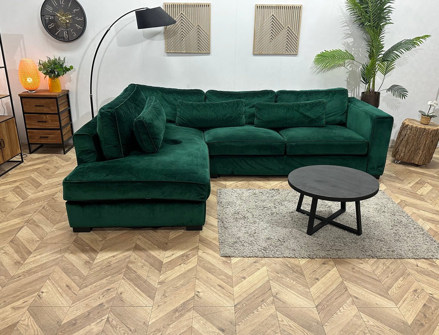 Groene Velvet Hoekzetel ~ Losse Kussens Met Afneembare Hoezen
