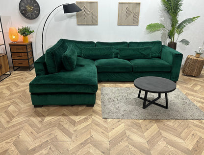 Groene Velvet Hoekzetel ~ Losse Kussens Met Afneembare Hoezen